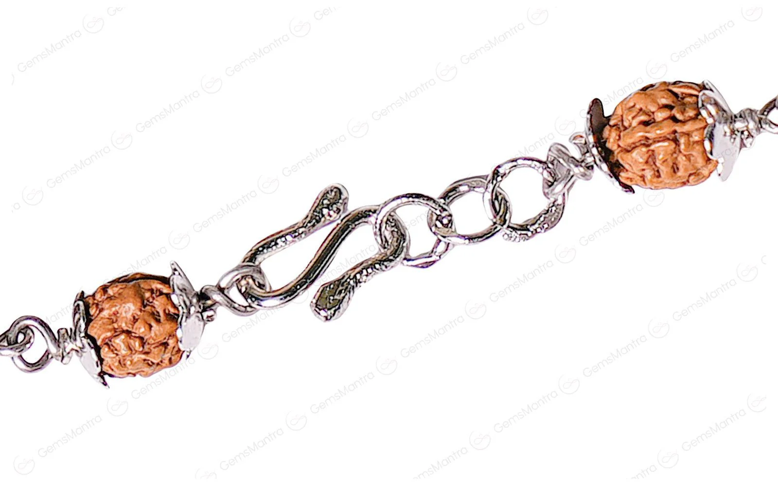 Original 5 Mukhi Rudraksha Silver Om Bracelet for Kids - Image 4