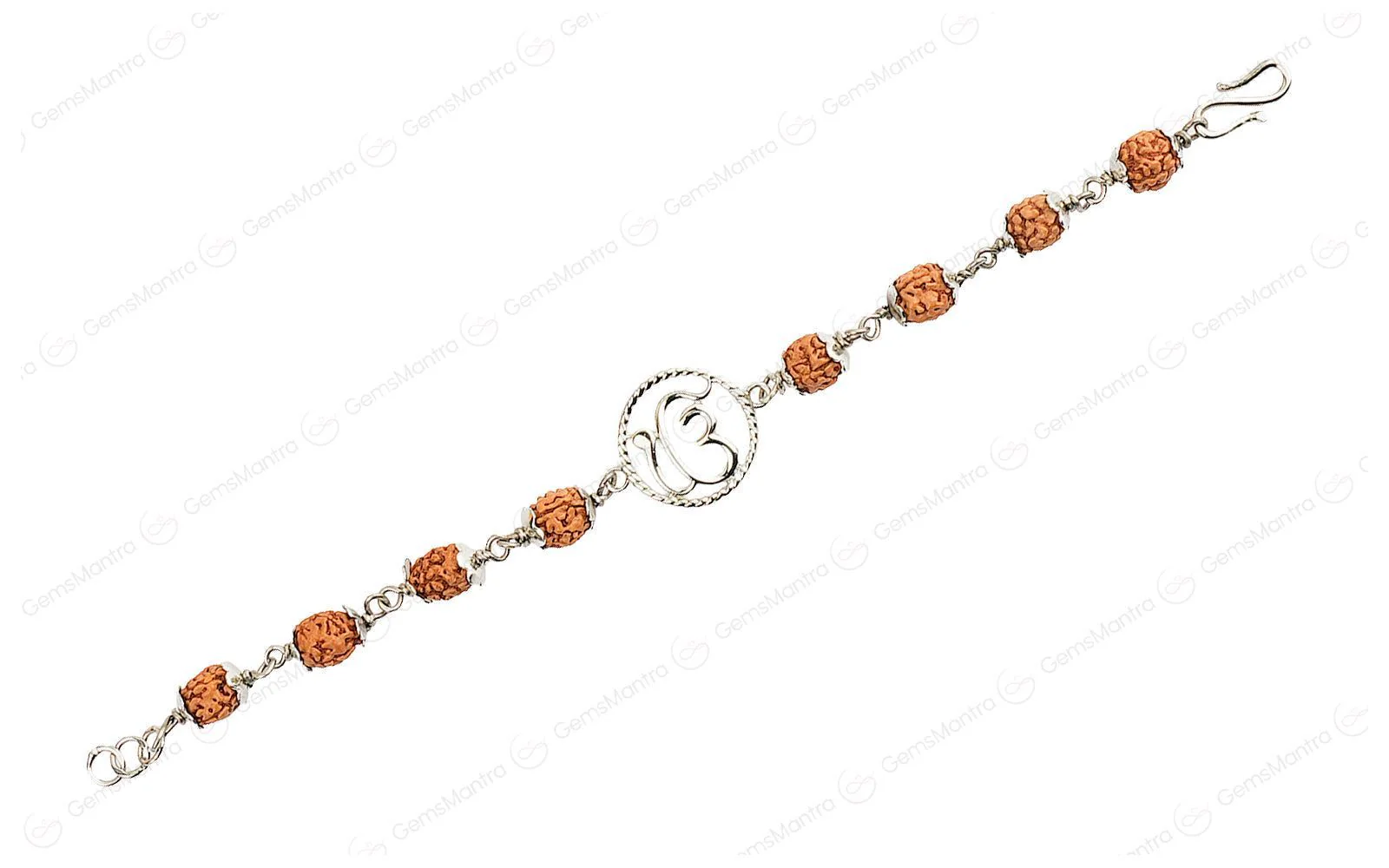 Original 5 Mukhi Rudraksha Silver Onkar Bracelet for Kids – 4 Beads - Image 3