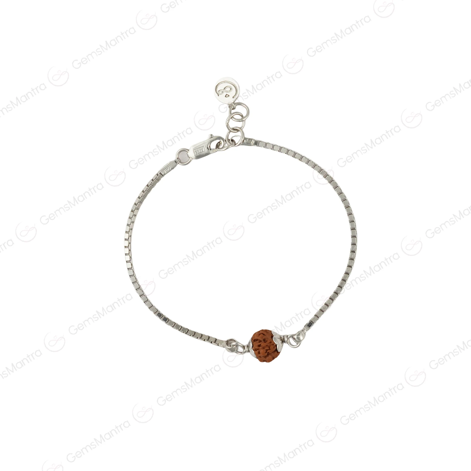 Sacred Bond 5 Mukhi Rudraksha Silver Couple Bracelets - Image 3