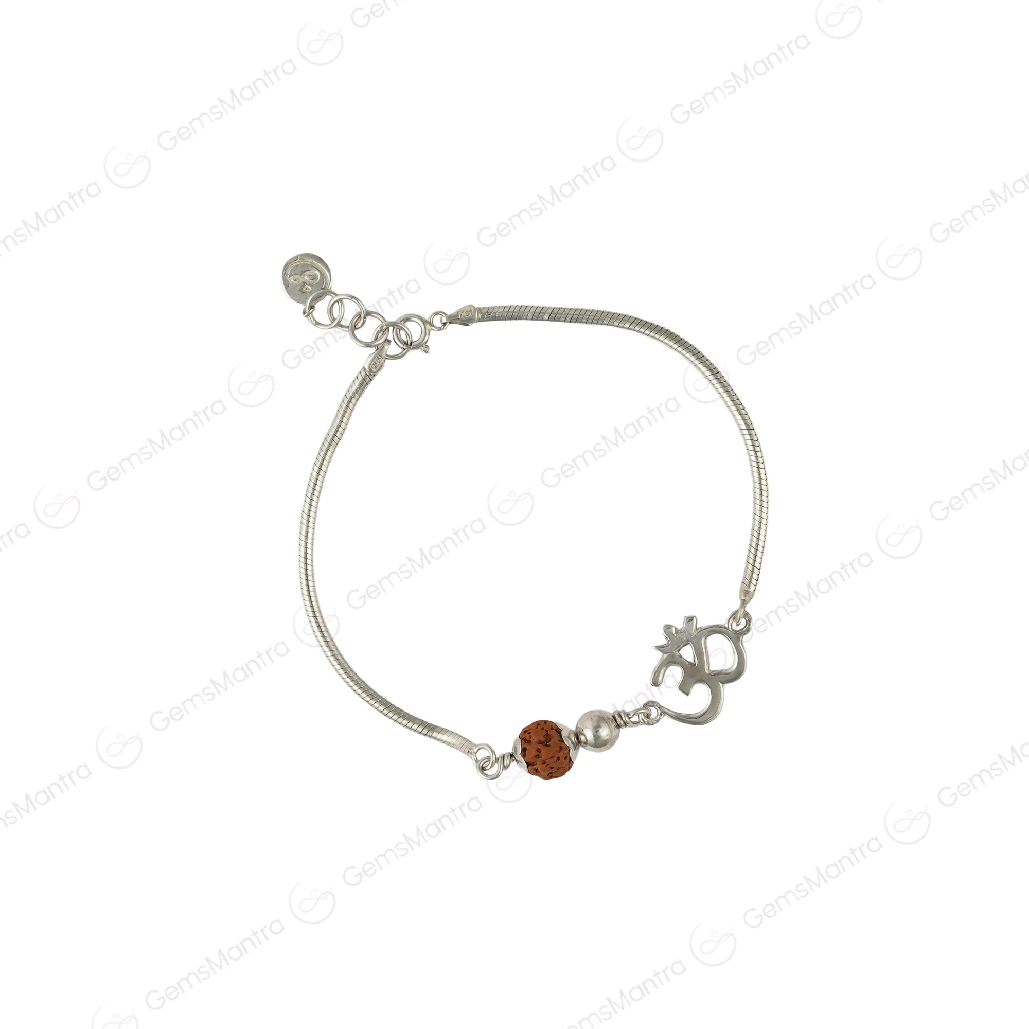 Sacred Bond 5 Mukhi Rudraksha Silver Couple Bracelets - Image 5