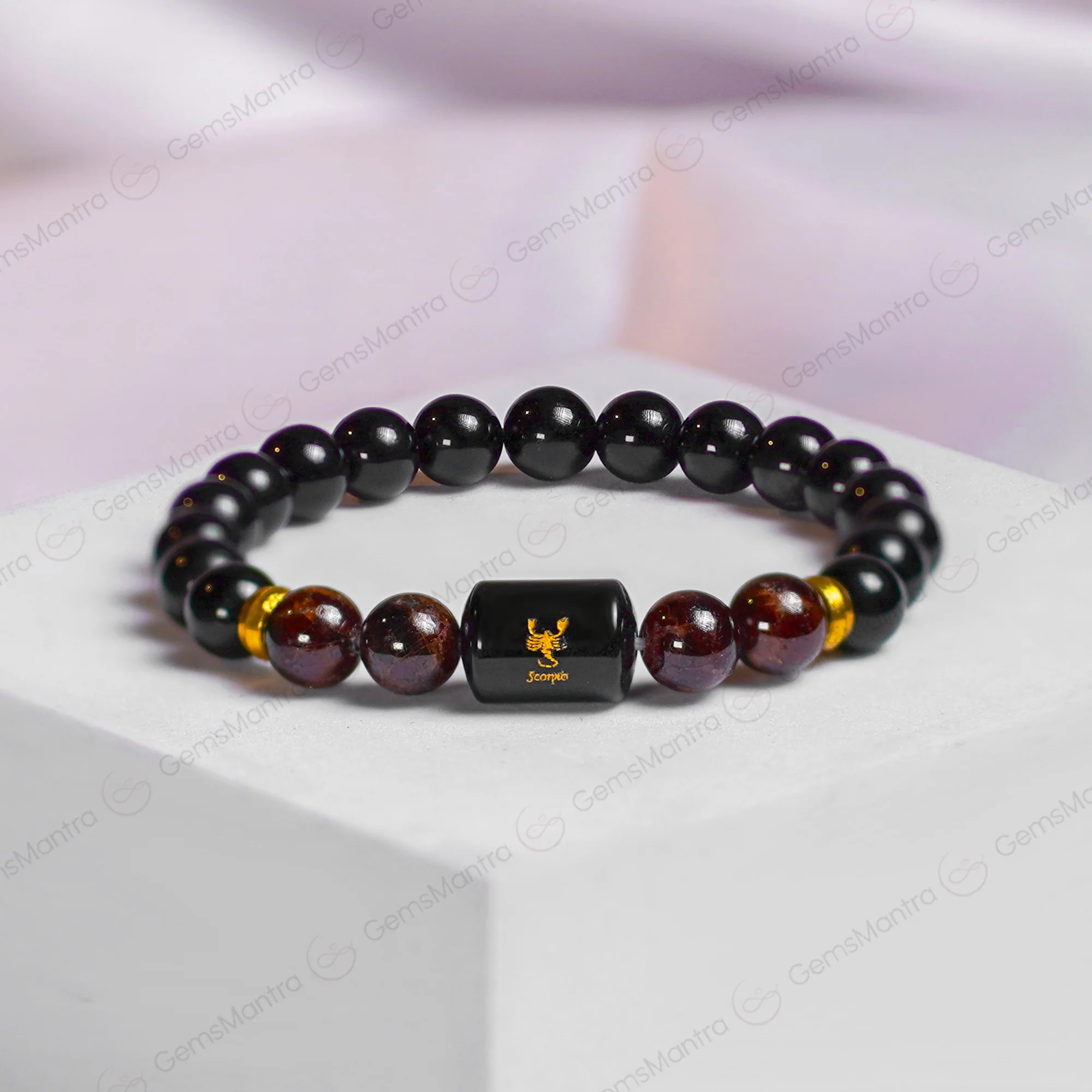 Scorpio (वृश्चिक राशि) Bracelet – Obsidian & Garnet - Image 4