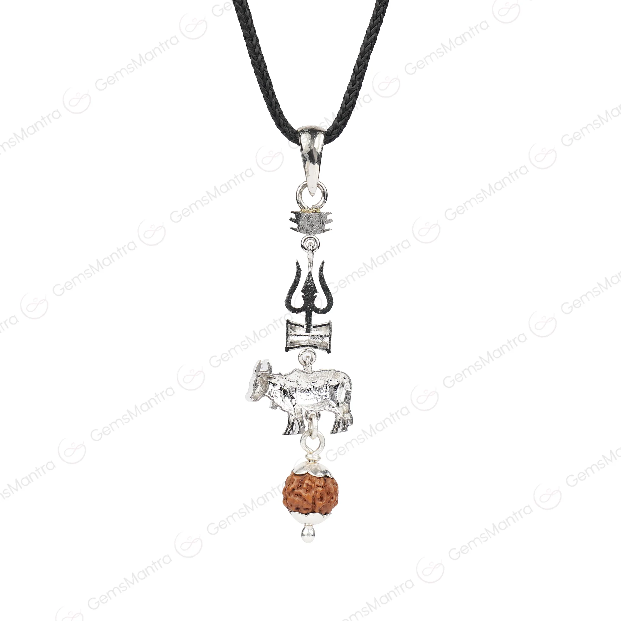 Shiv Nandi Pendant with 5 Mukhi Rudraksha - Image 2