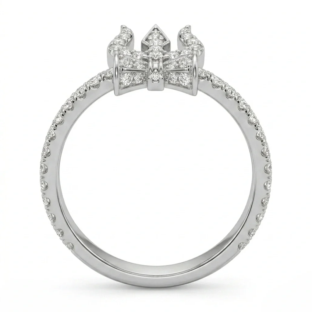 Spiritual Trident and Damaru Motif Moissanite Ring – 925 Silver - Image 4