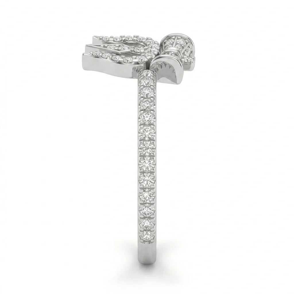 Spiritual Trident and Damaru Motif Moissanite Ring – 925 Silver - Image 5