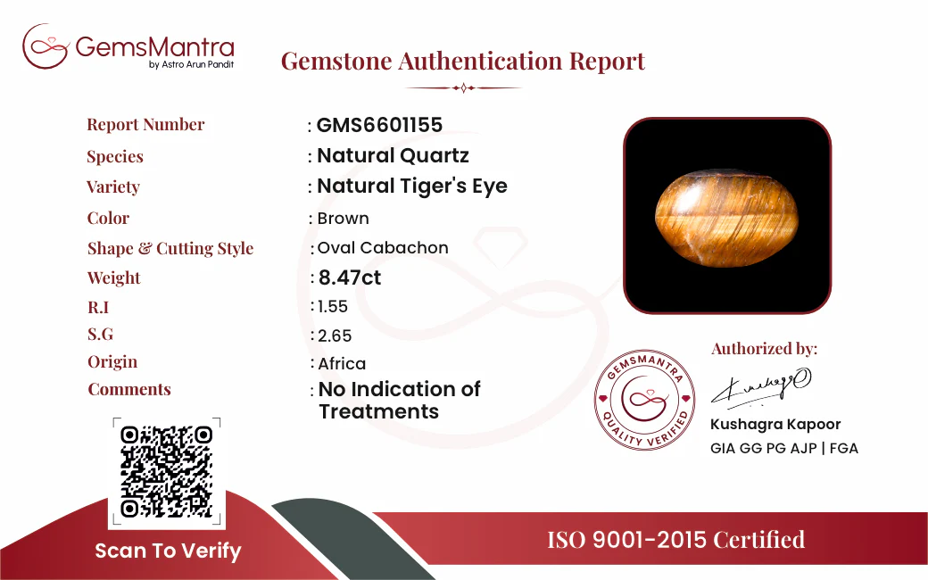 Tiger's Eye – 8.47 Carat / 9.3 Ratti [GM09835] - Image 3