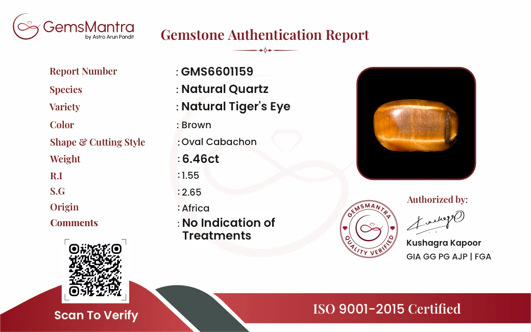 Tiger's Eye – 6.46 Carat / 7.1 Ratti [GM09839] - Image 3
