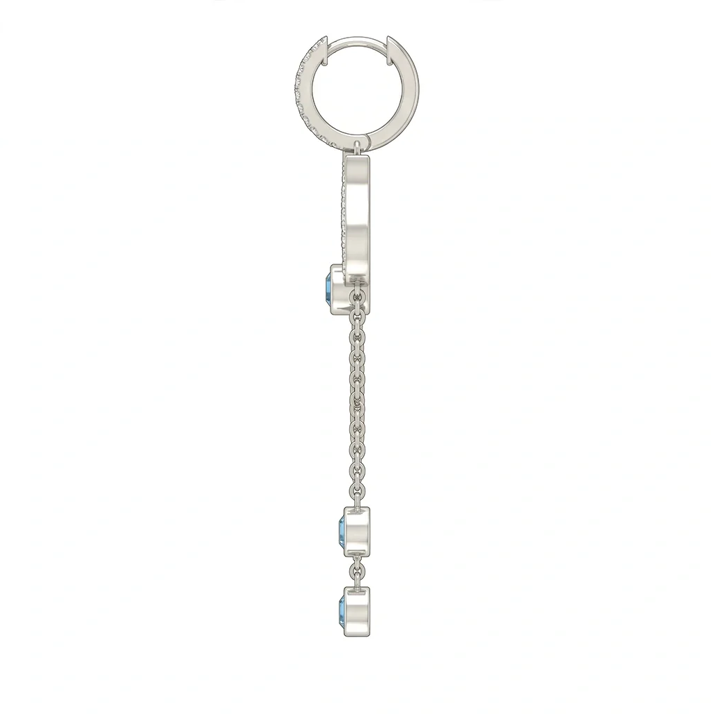 Trident Motif Moissanite Drop Earrings – 925 Silver - Image 3