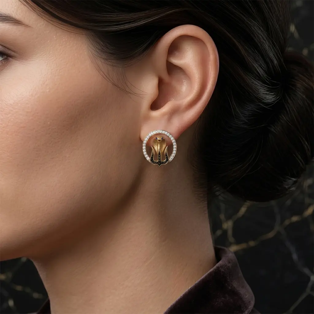Trishul Snake Gold Earrings – for Women - Image 4