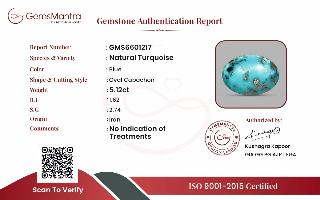 Turquoise (Firoza) – 5.12 Carat / 5.6 Ratti [GM09881] - Image 3