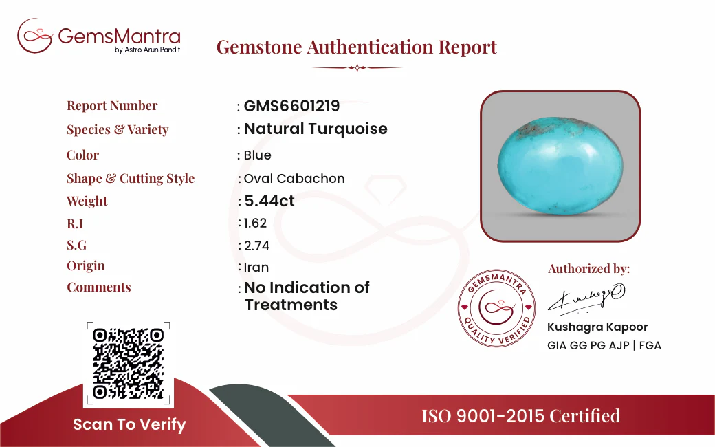Turquoise (Firoza) – 5.44 Carat / 6 Ratti [GM09883] - Image 3