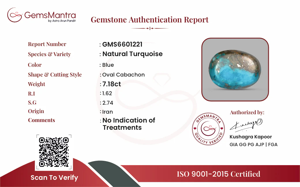Turquoise (Firoza) – 7.18 Carat / 7.9 Ratti [GM09885] - Image 3