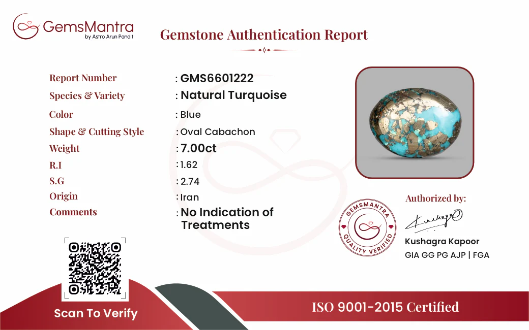 Turquoise (Firoza) – 7 Carat / 7.7 Ratti [GM09886] - Image 3