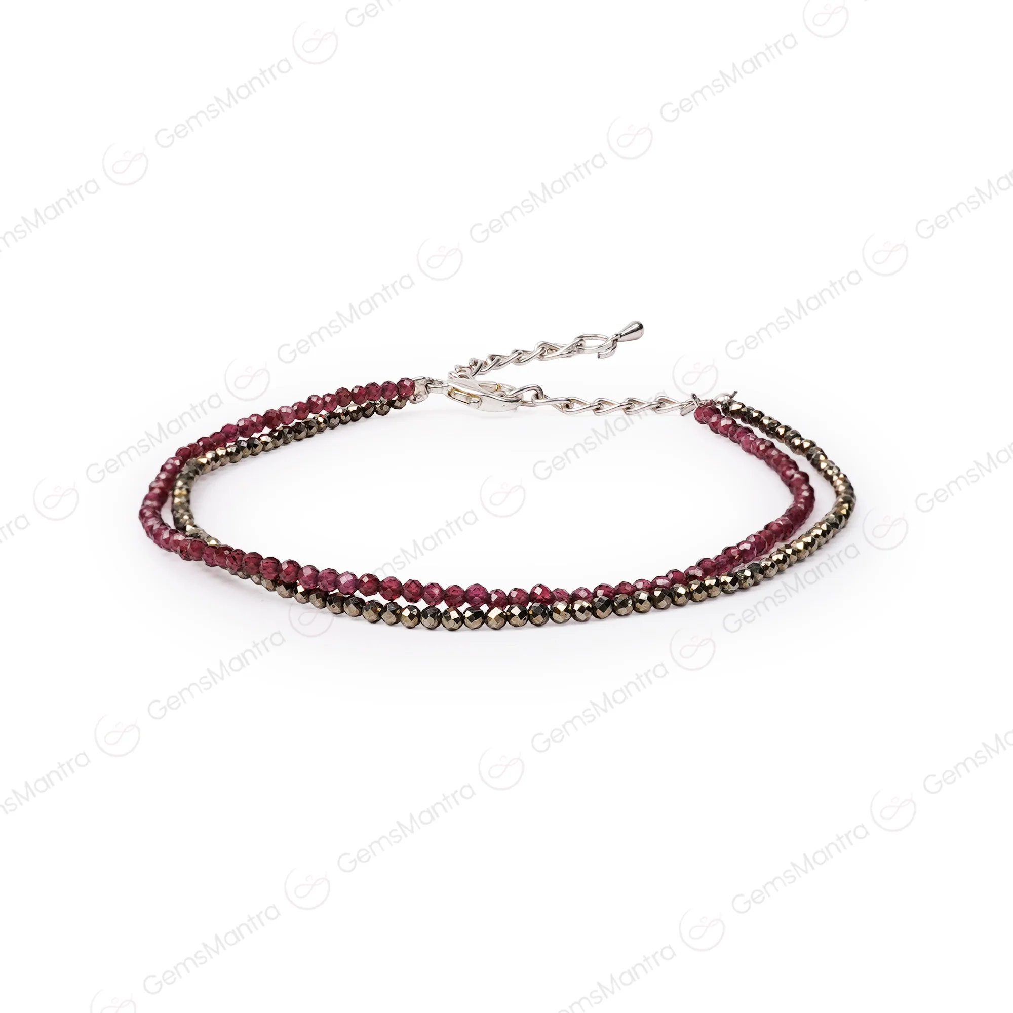 Wealth & Love Anklet – Natural Pyrite & Garnet - Image 2
