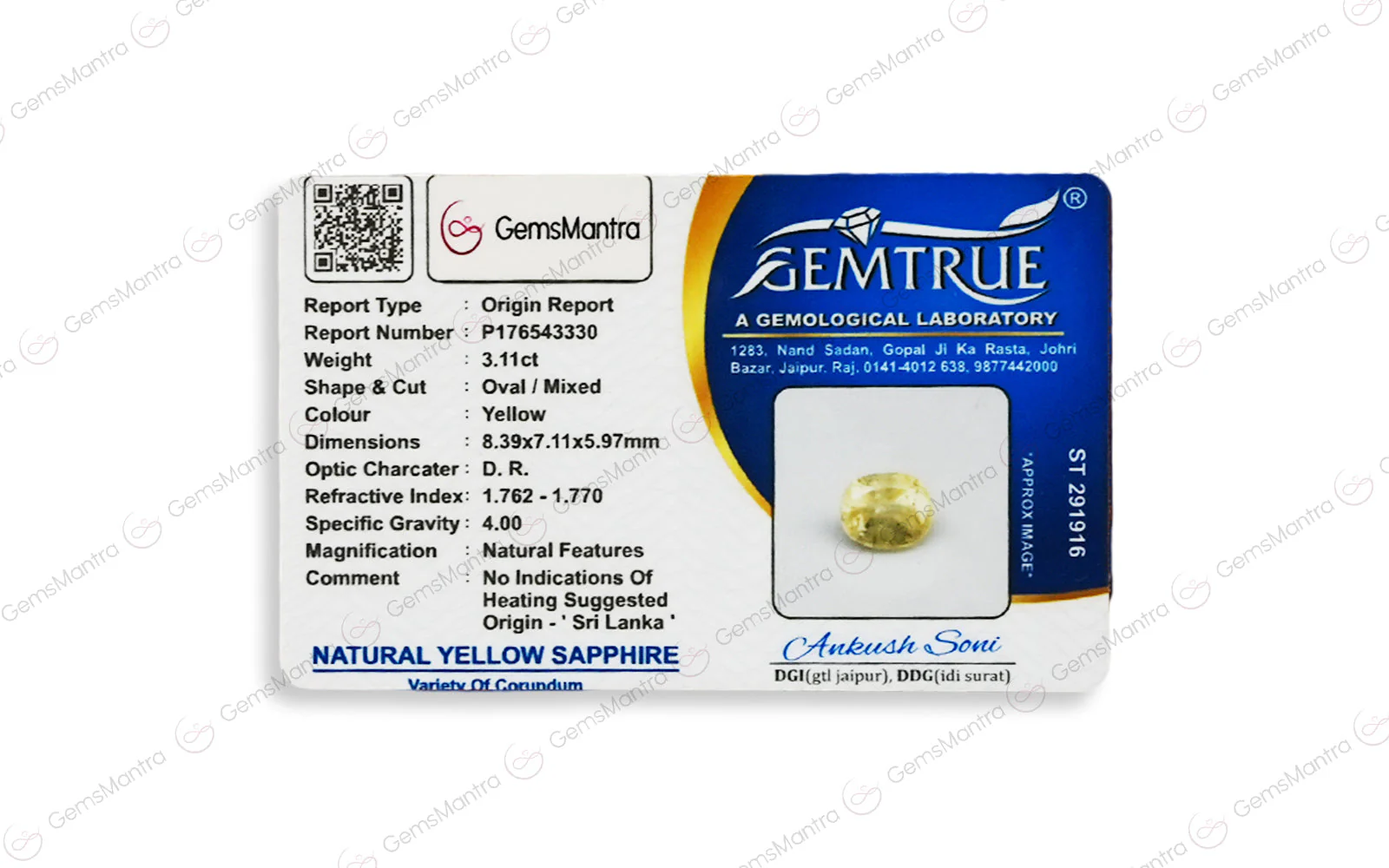 Yellow Sapphire (Pukhraj) – 3.11 Carat / 3.4 Ratti [GM02496] - Image 4