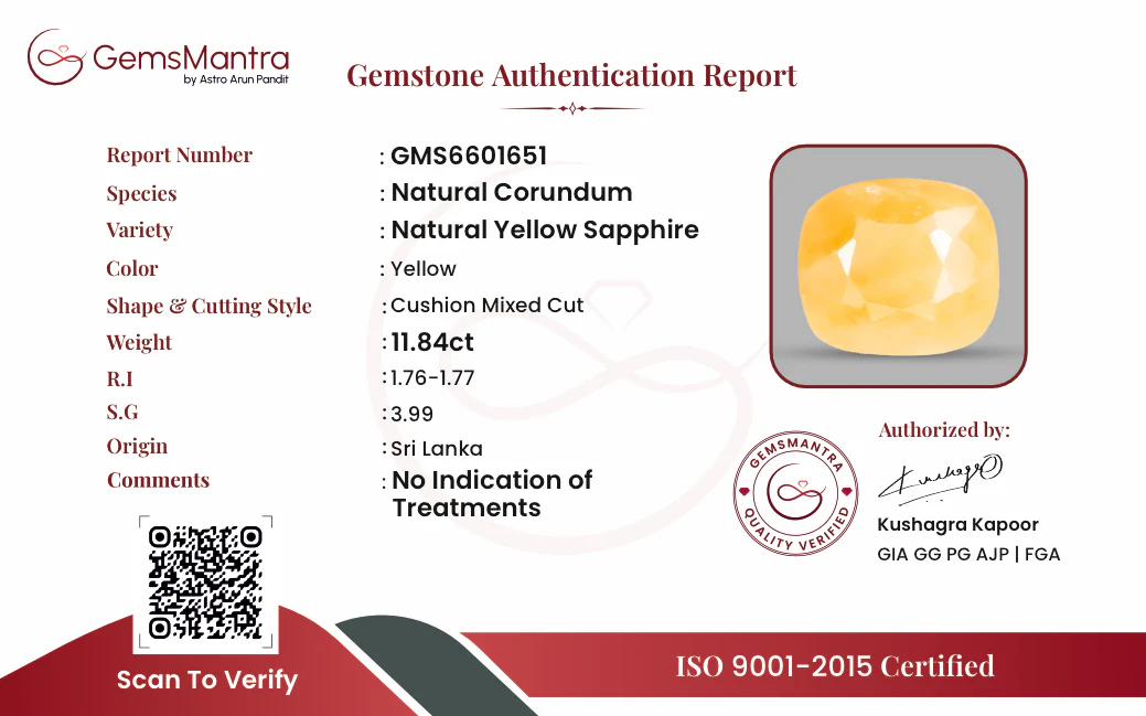Yellow Sapphire (Pukhraj) – 11.84 Carat / 13 Ratti [GM09385] - Image 3