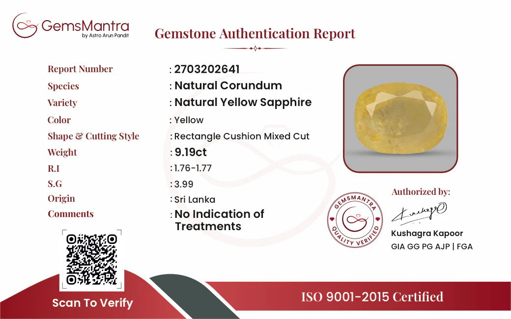 Yellow Sapphire (Pukhraj) – 9.19 Carat / 10.1 Ratti [GM09424] - Image 3