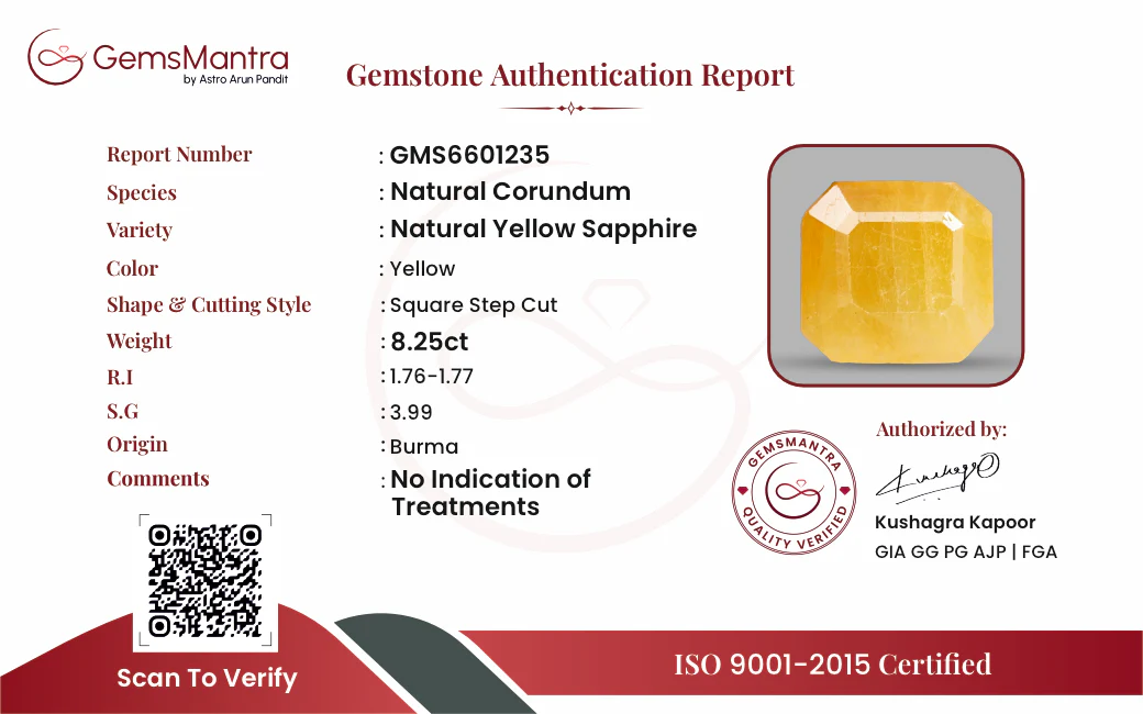 Yellow Sapphire (Pukhraj) – 8.25 Carat / 9.1 Ratti [GM09997] - Image 3