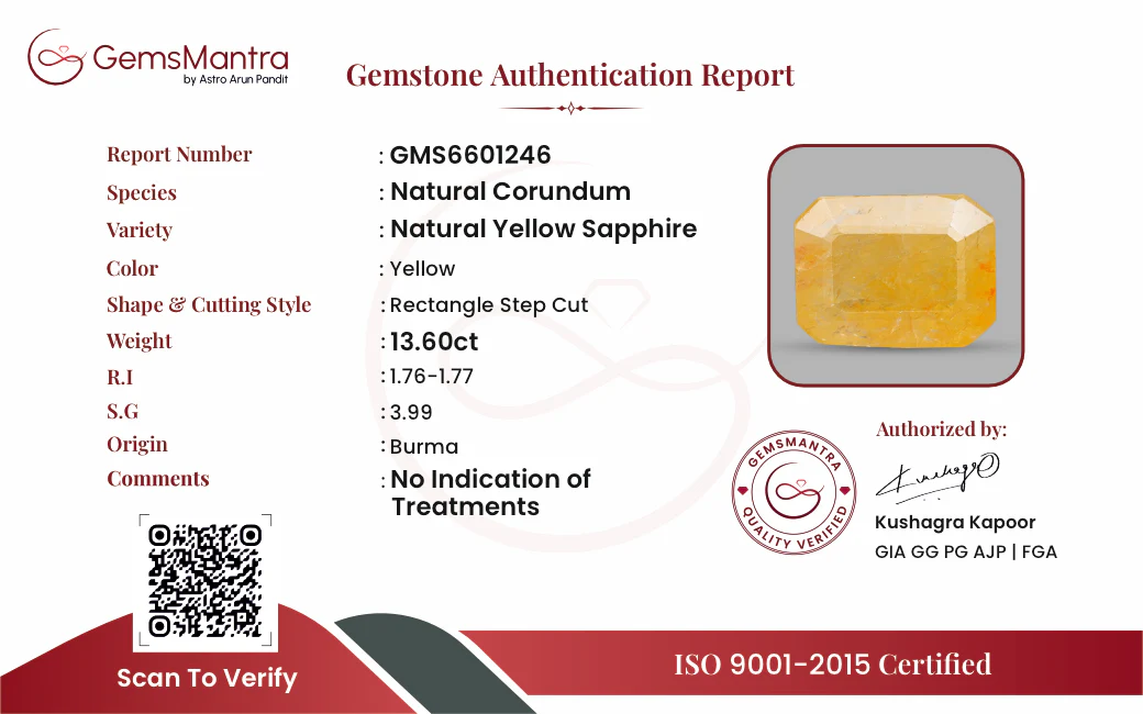 Yellow Sapphire (Pukhraj) – 13.6 Carat / 15 Ratti [GM10008] - Image 3
