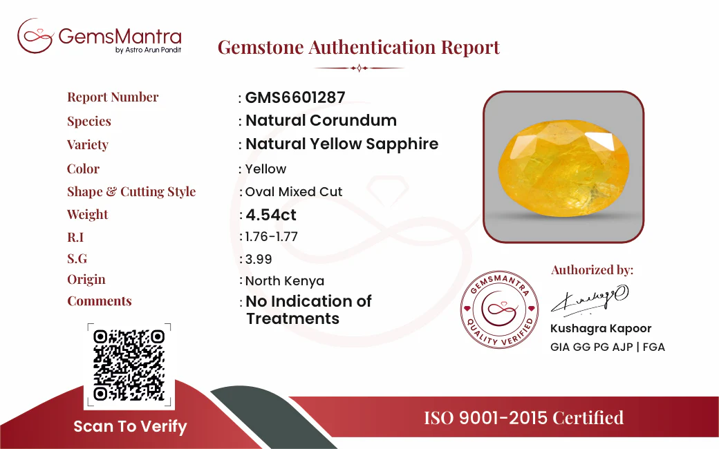 Yellow Sapphire (Pukhraj) – 4.54 Carat / 5 Ratti [GM10021] - Image 3