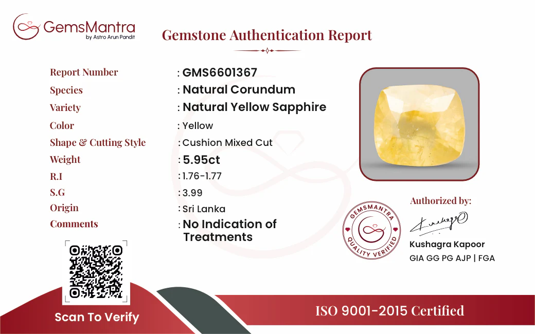 Yellow Sapphire (Pukhraj) – 5.95 Carat / 6.5 Ratti [GM10092] - Image 3